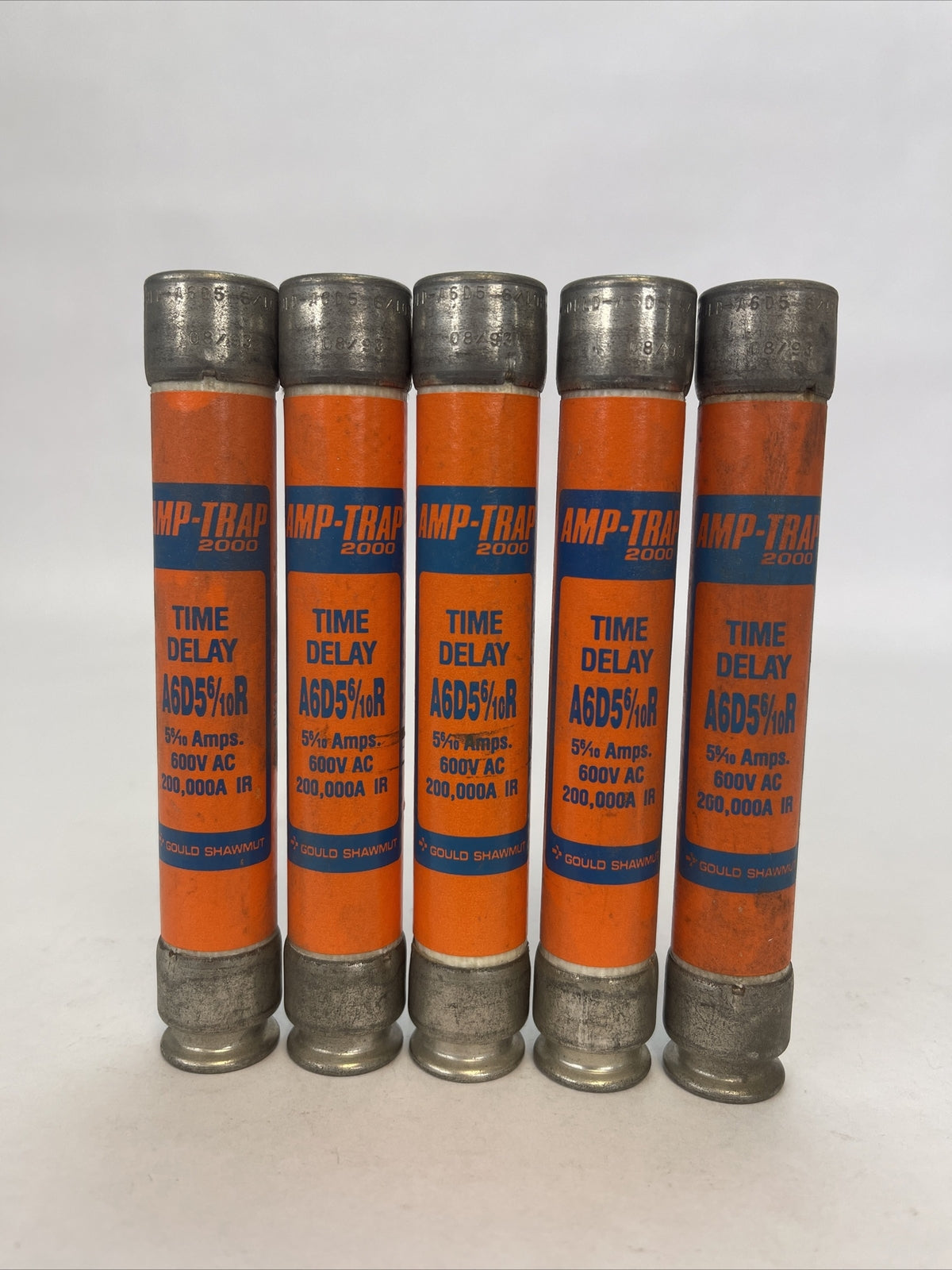 GOULD SHAWMUT A6D5-6/10R TIME DELAY FUSE 5-6/10AMP 600VAC CLASS RK1 (LOT OF 5)