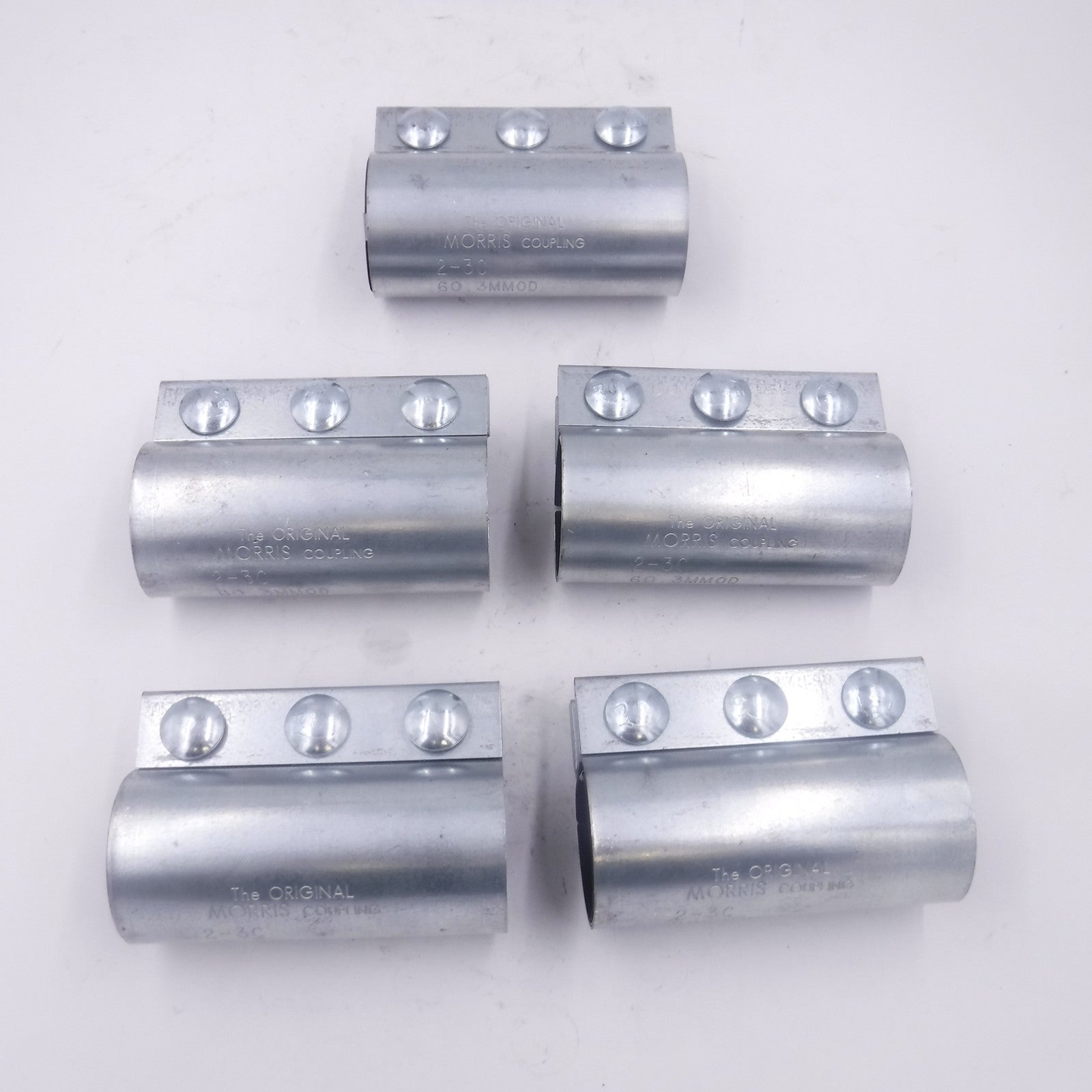 5 Pack Morris Compression Coupling 2" ID(2.375" OD) 3-Bolt Black Neoprene 2-3C