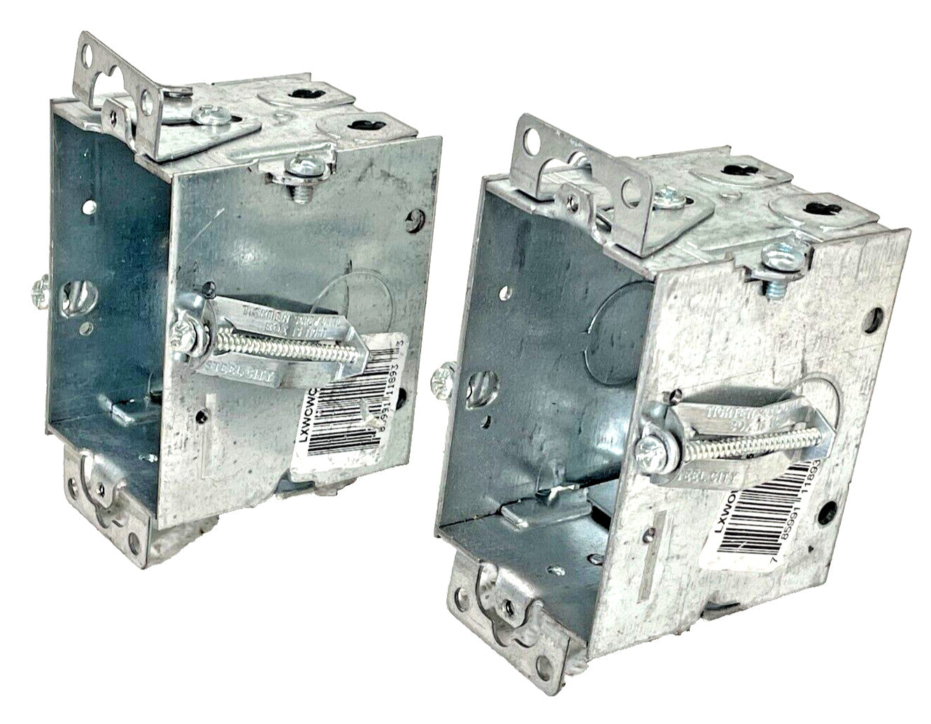 (2) STEEL CITY LXWOWC-25, 2-1/2" Deep Gangable Steel Switch Box w/ Ears & Clamps