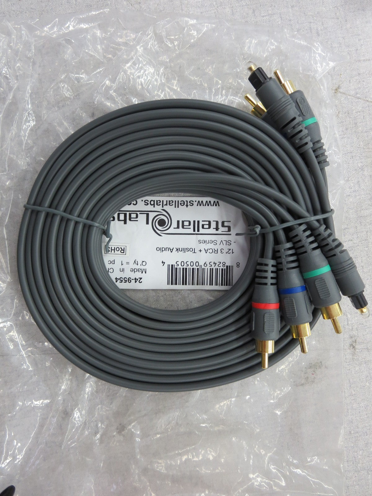 Stellar Labs 12' 3 RCA to Toslink Audio SLV Series 24-9554 New Lot of 2