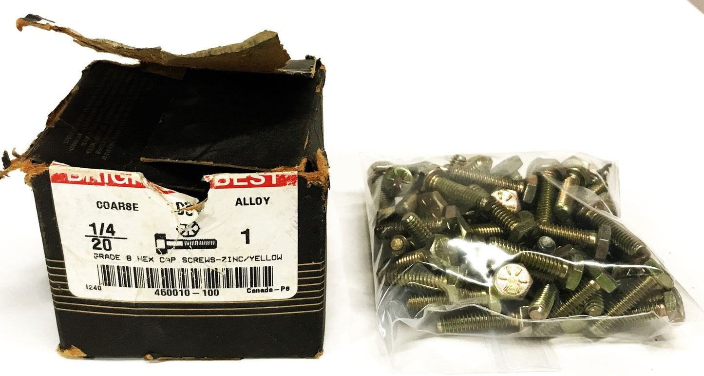 Brighton 1/4-20 x 1 inch Steel Zinc Hex Head Screws 450010 [Lot of 75] NOS