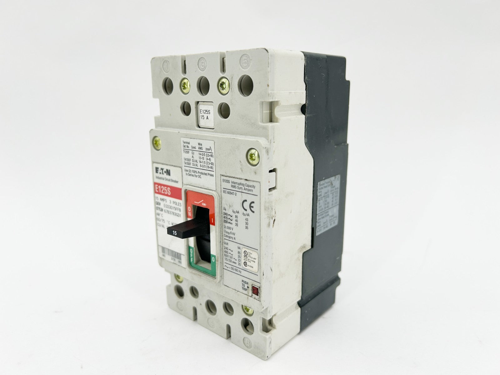 New Eaton EGS3015FFB Circuit Breaker 15A 480V 3P - No Box
