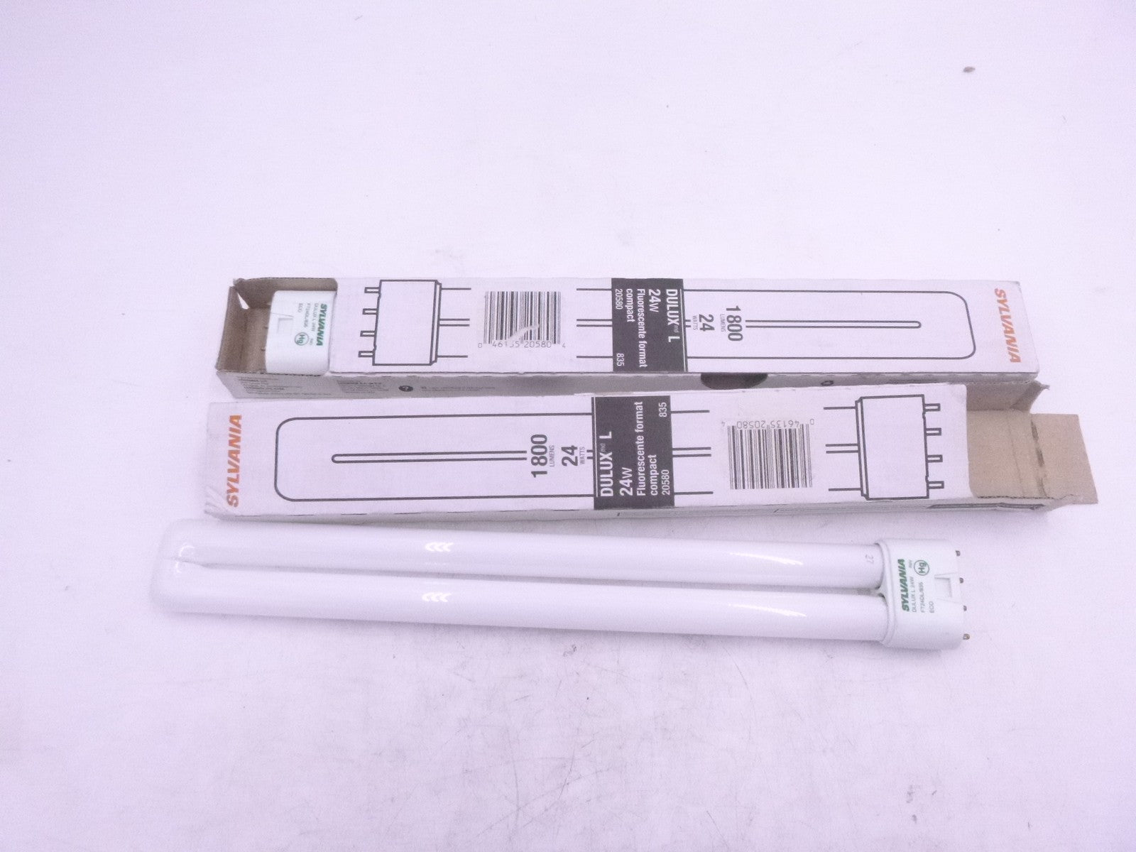 2 Pack Sylvania Compact Fluorescent FT24DL/835/ECO  4 Pin 2G11 Base 24 Watt