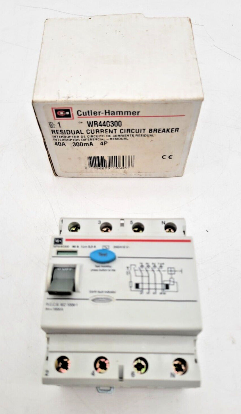 Cutler-Hammer WR440300 Residual Current Circuit Breaker 40 Amp 4 Pole 300mA
