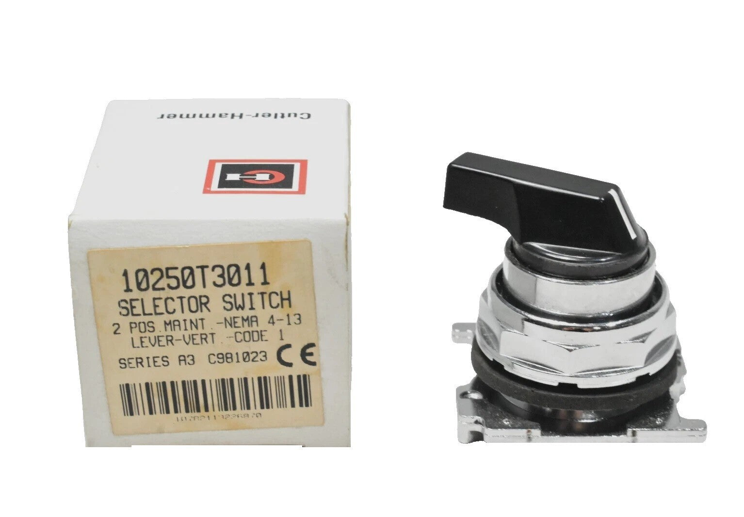 Cutler-Hammer 10250T3011 Selector Switch, Black Lever, 2-Position Maintained
