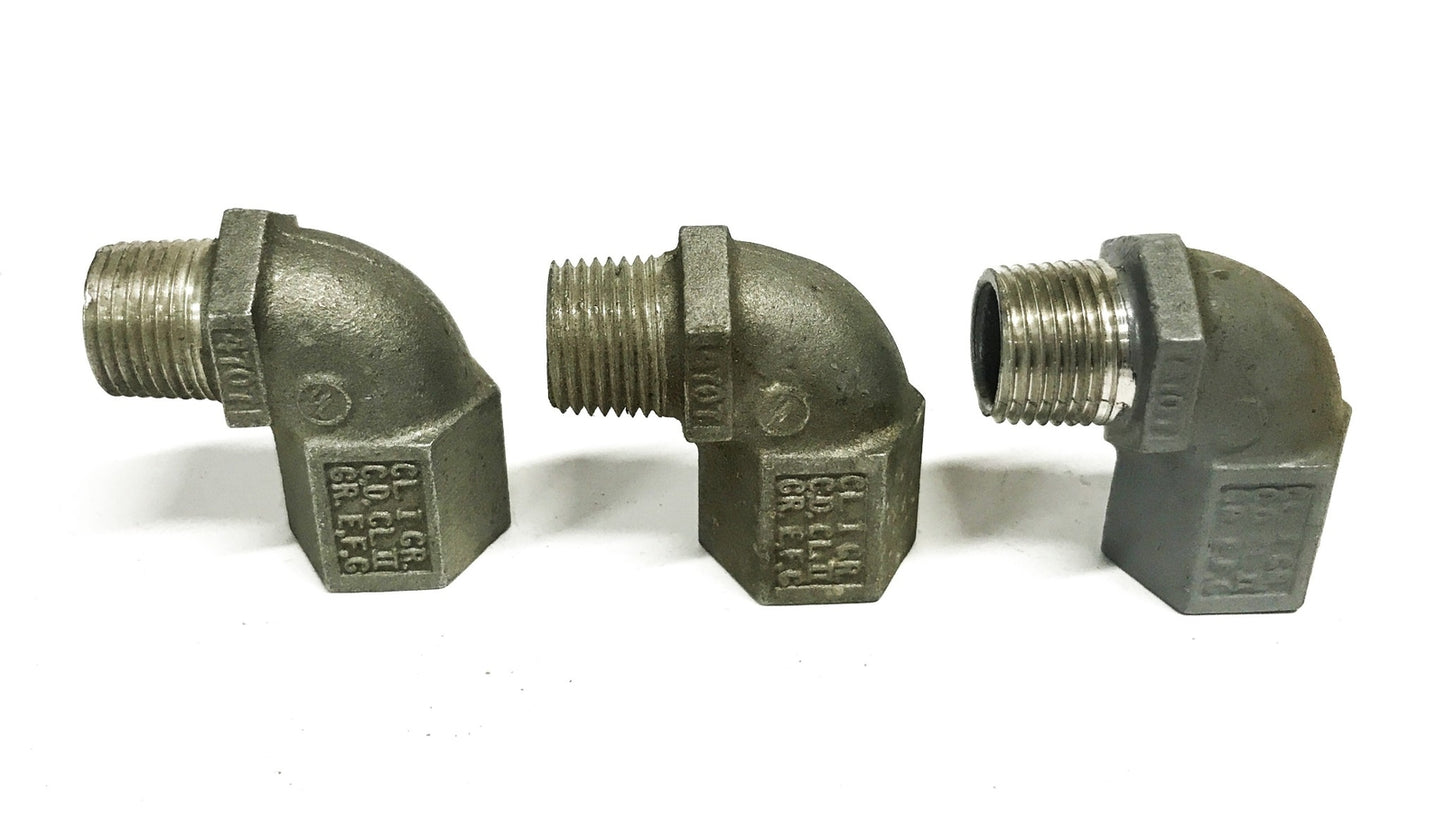 Killark 1/2 inch Male x 1/2 inch Female Aluminum Elbow 90-1 [Lot of of 3] NOS