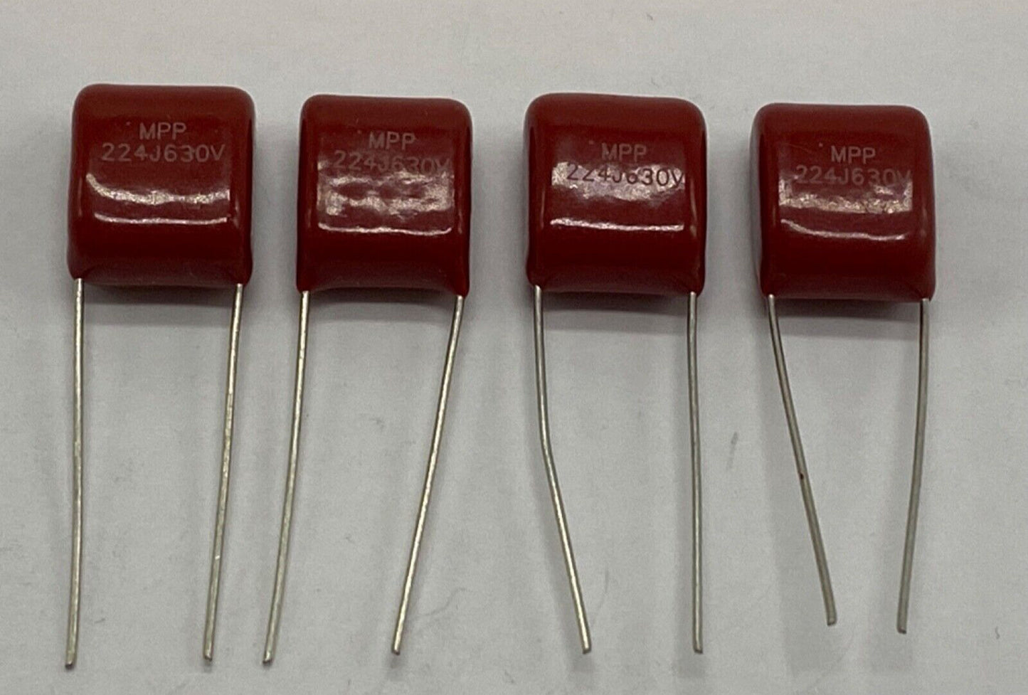Pack of 4, Metalized Plastic Film capacitor 224J630V radial lead .22uf/630V