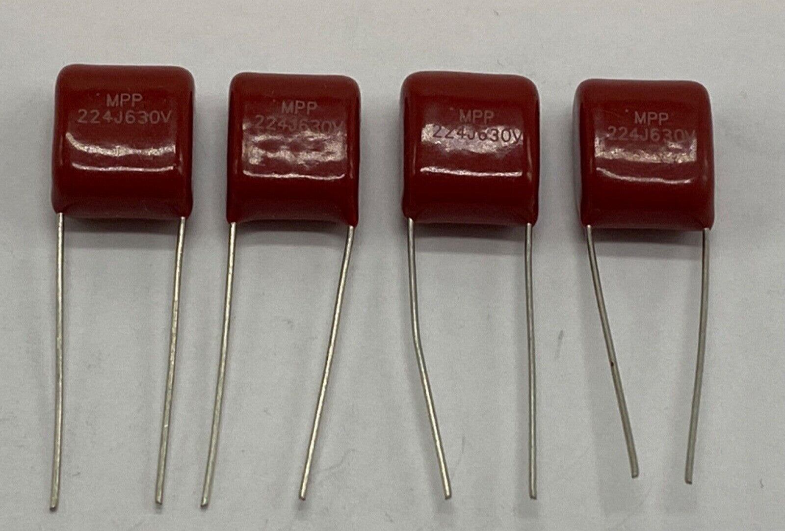 Pack of 4, Metalized Plastic Film capacitor 224J630V radial lead .22uf/630V