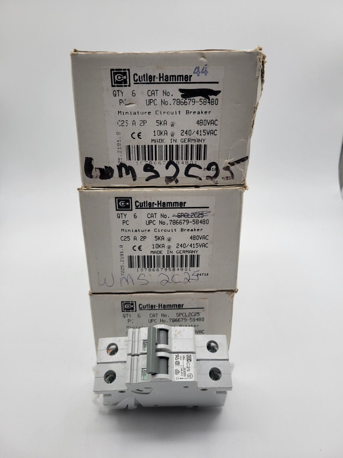 Cutler-Hammer SPCL2C25 Circuit Breaker 25 Amp 2 Pole 480 VAC DIN Rail Mount NOS