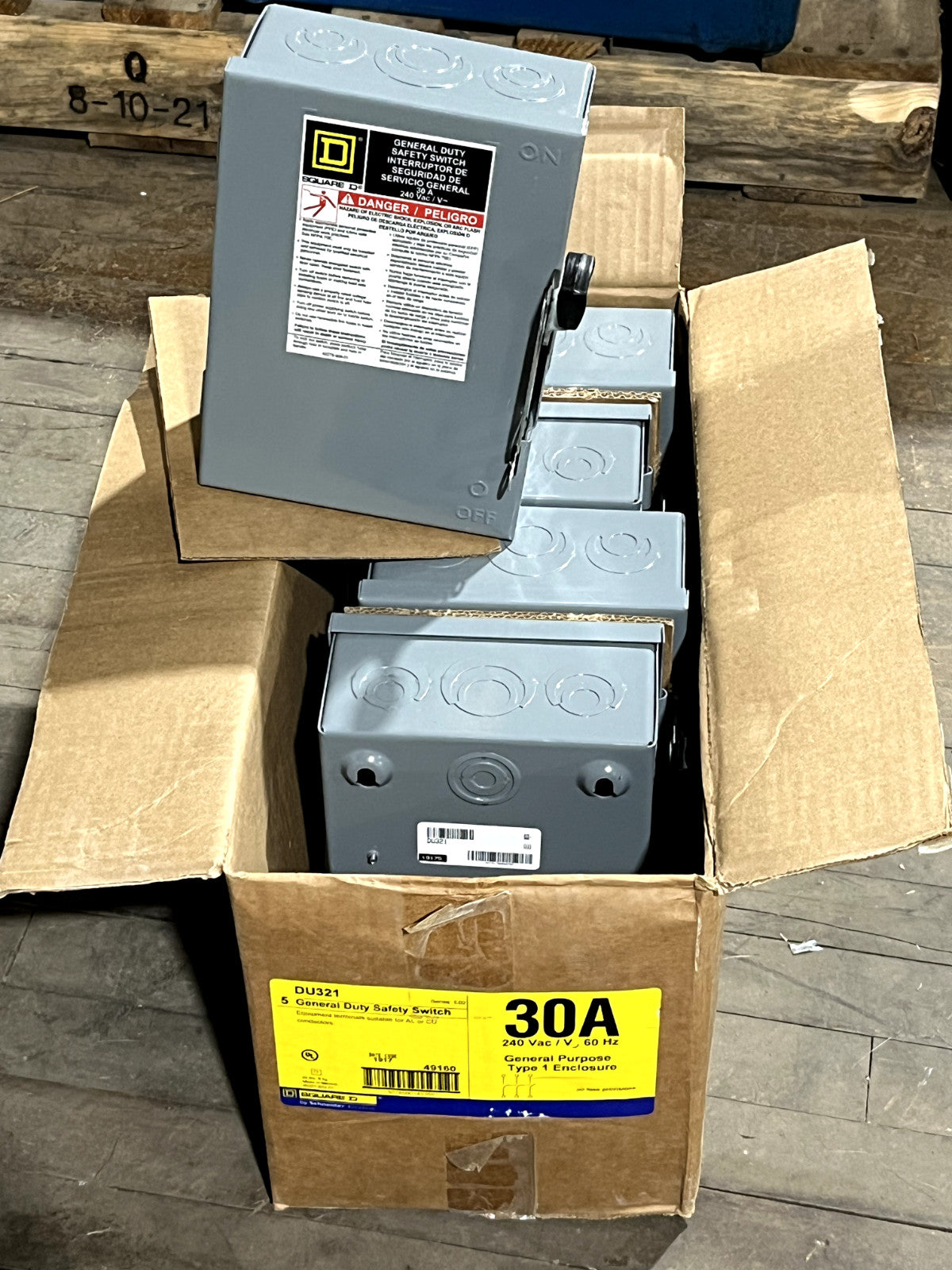 5Pc Square D DU321 Safety Disconnect Switch General Duty 30A 240V 3P 3PH Type 1