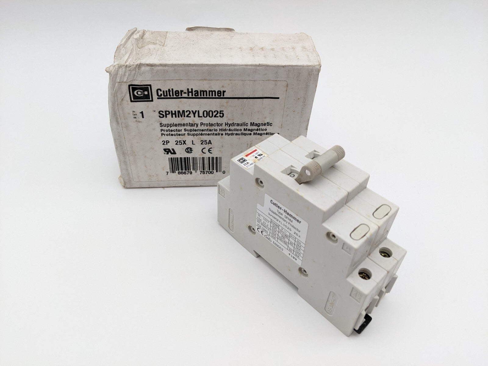 Cutler-Hammer SPHM2YL0025	Circuit Breaker Supplementary Hydraulic 25 Amp 2 Pole