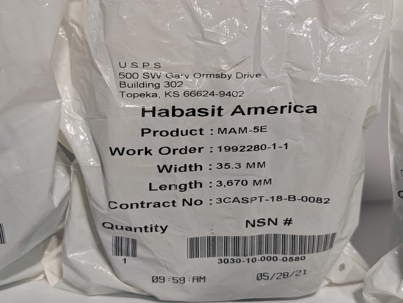 Habasit MAM-5E Conveyor Belts 35.3mm by 3670mm, in original packaging as shown