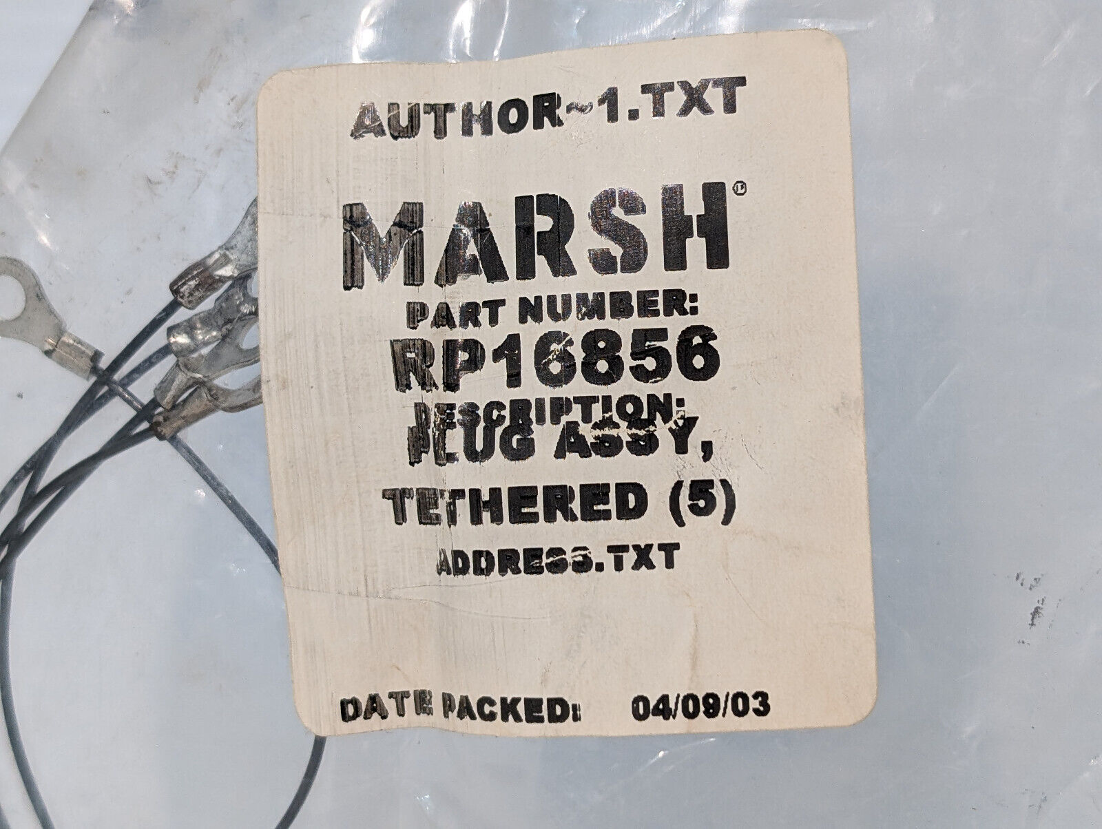 Marsh Videojet RP16856, 16856 Tethered Plug Assembly 5-Pack, Hi-Res, Made in USA