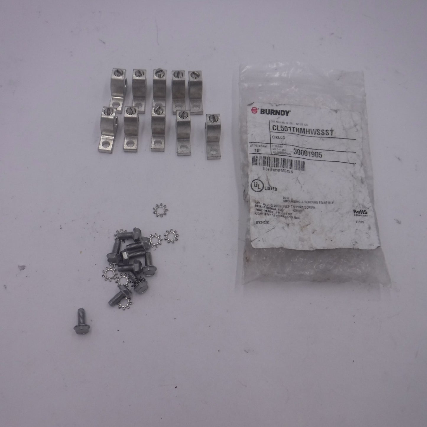 10 Pack Burndy Stainless Steel Lay-In-Lugs CL501TNMHWSSST