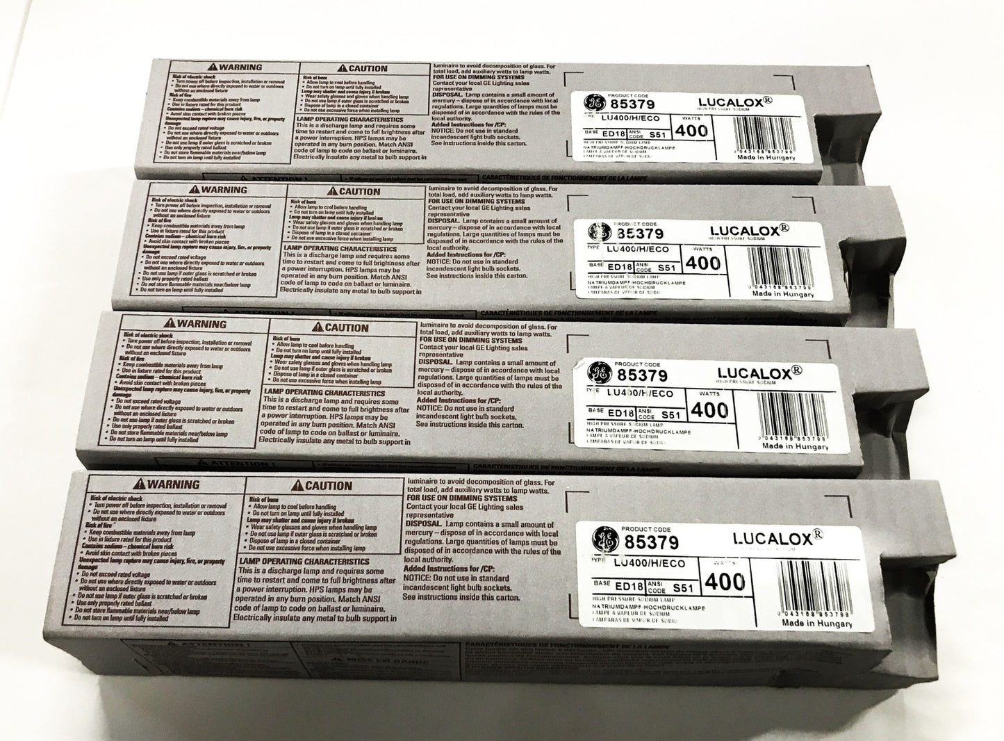GE 400 watt Lucalox Lamp 85379 [Lot of 4] NOS