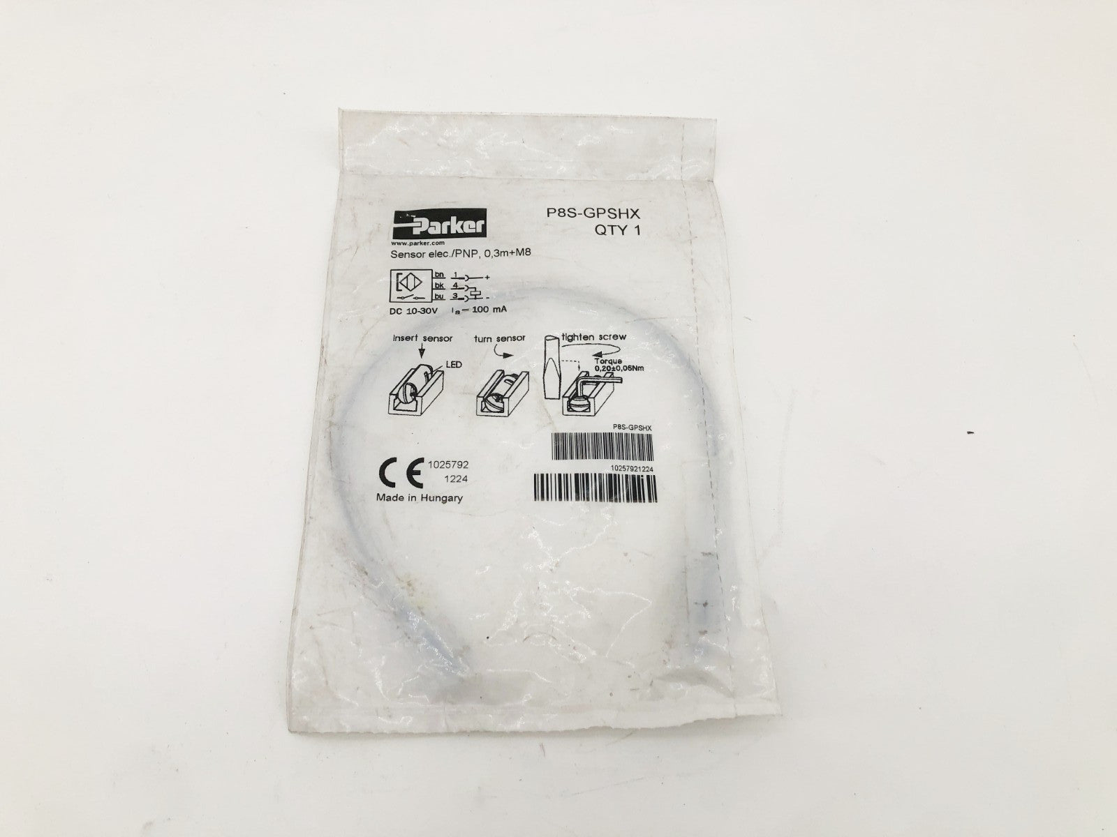 New Parker P8S-GPSHX Proximity Sensor With M8 Connector 10-30VDC