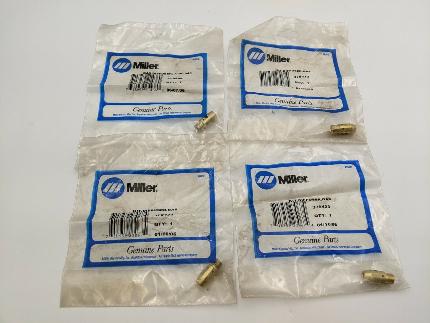 4 Pcs Miller 379433 Gas Diffuser Genuine MIG Gun Replacement Consumable Part NOS