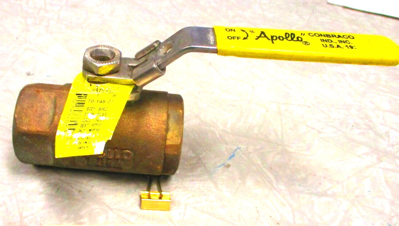 APOLLO 70-145-27 1" 600psi CWP Brass Ball Valve w/ Stainless Trim Locking Lever