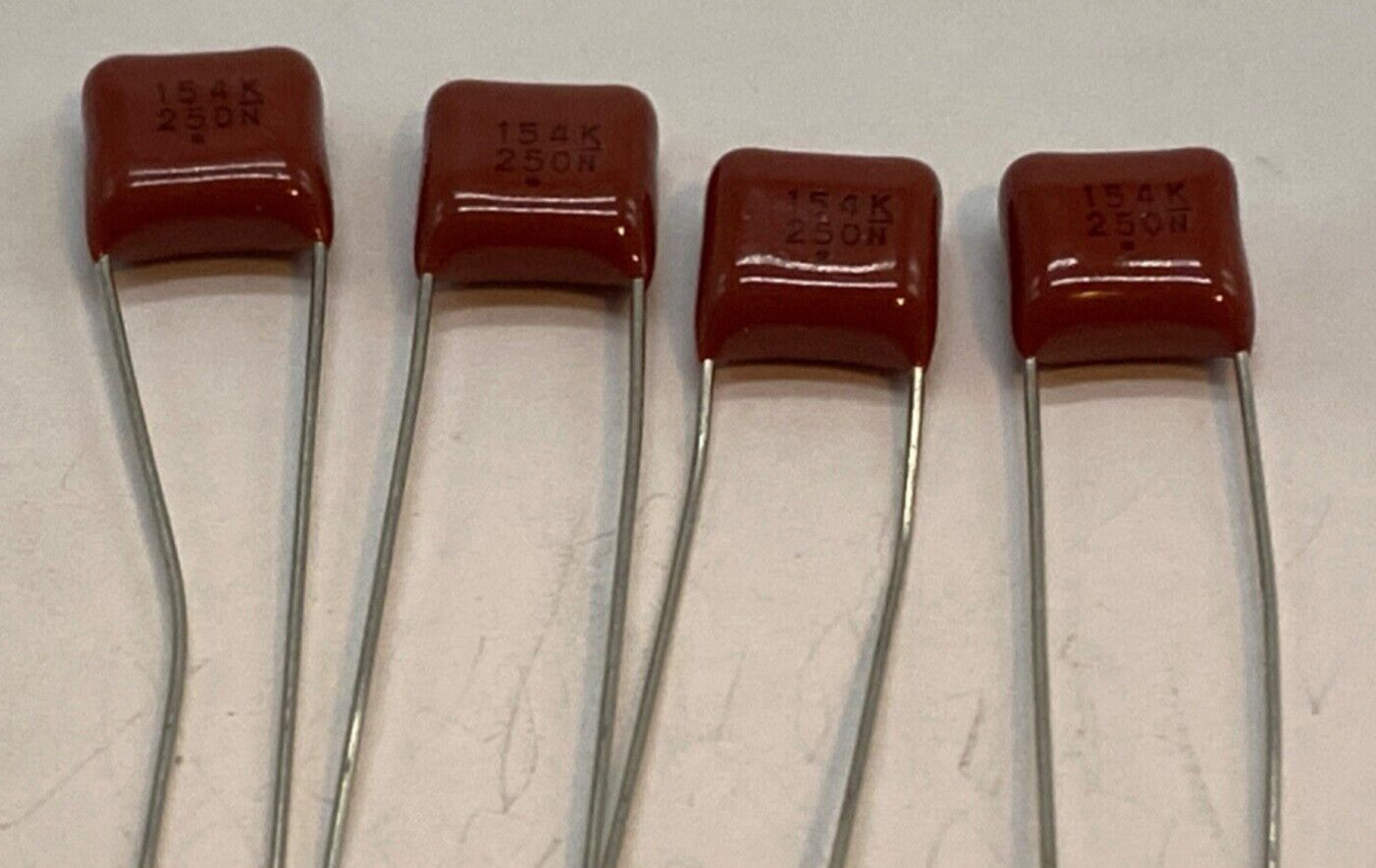 Pack of 4, Metalized Plastic Film capacitor 154K250V radial lead 0.15uf/250V