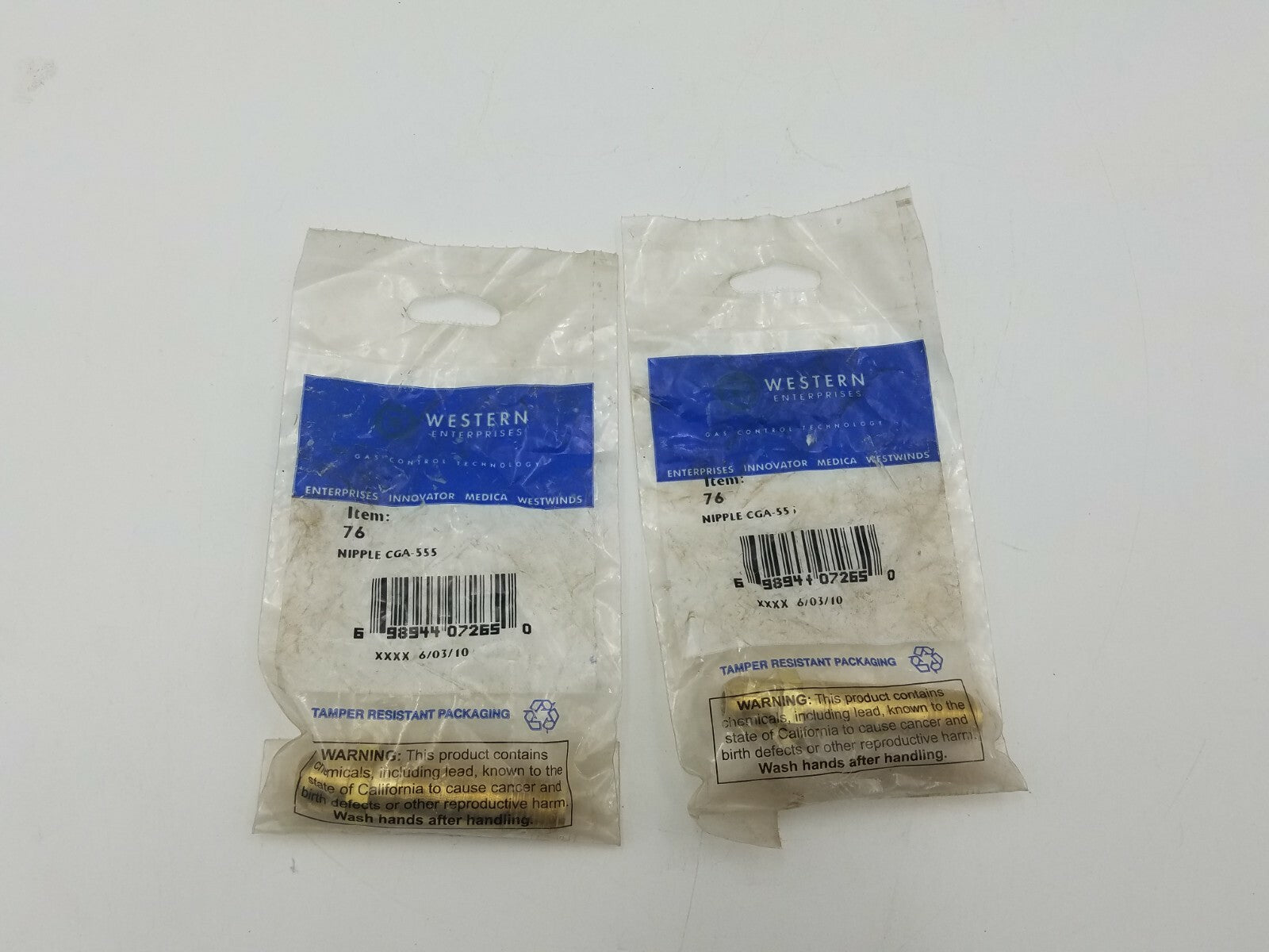 2 Pcs Western Enterprises 76 Nipple Gas Regulator Replacement Fitting CGA-555 