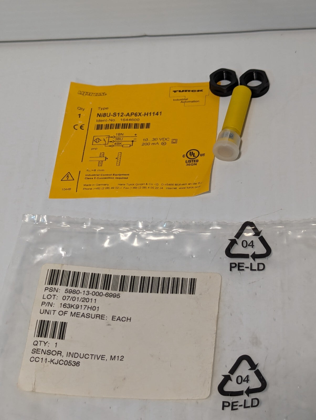 Turck NI8U-S12-AP6X-H1141 Inductive Proximity Sensor M12
