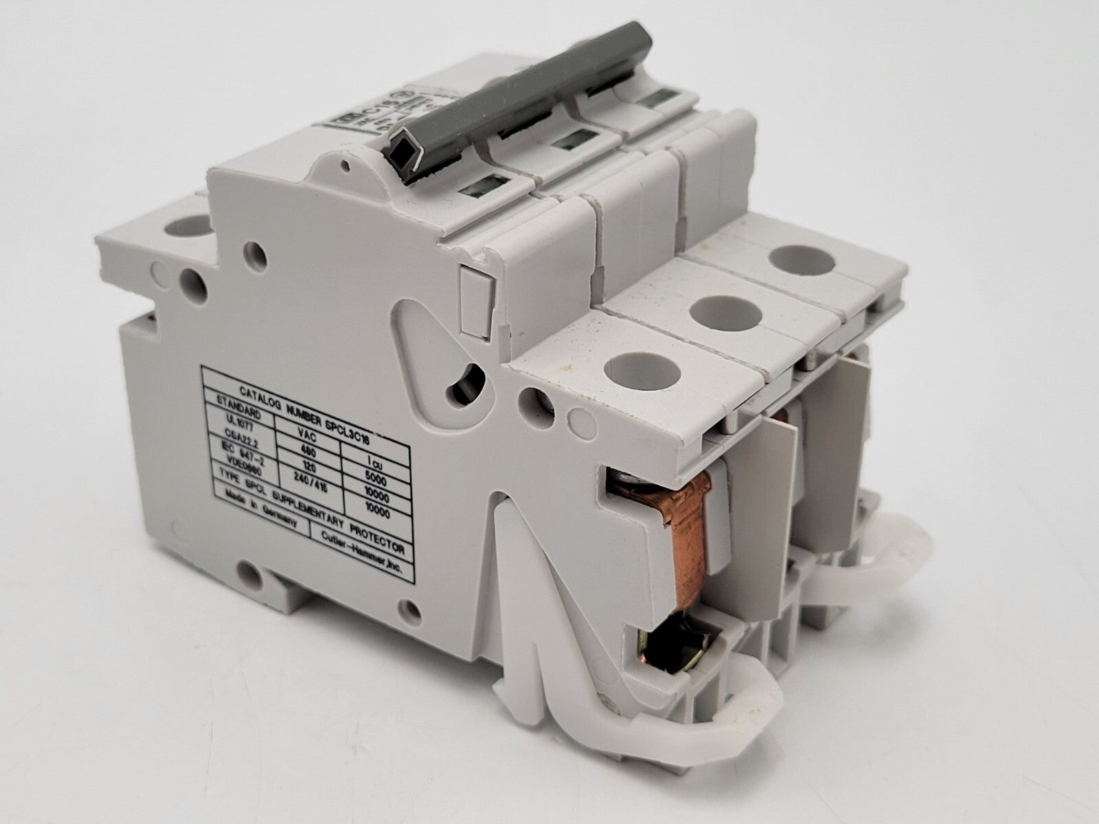 Cutler-Hammer SPCL3C16 DIN Rail Circuit Breaker 16A 480VAC 3P 3PH Type SPCL C16