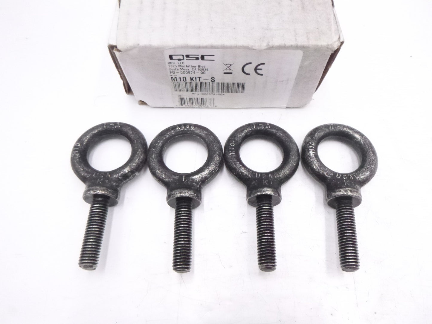4 Pack QSC M10 KIT-S Steel Eyebolt Kit for Suspending Subwoofers M10x1.5