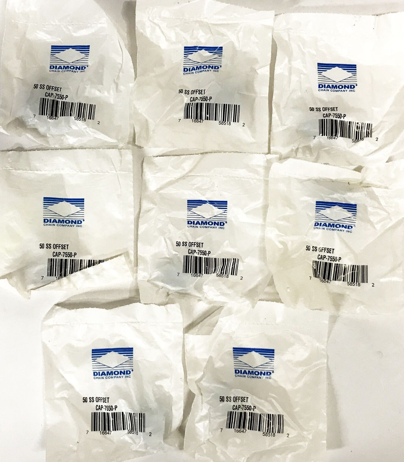 Diamond Chain 50SS Offset Link CAP-7550-P [Lot of 8] NOS