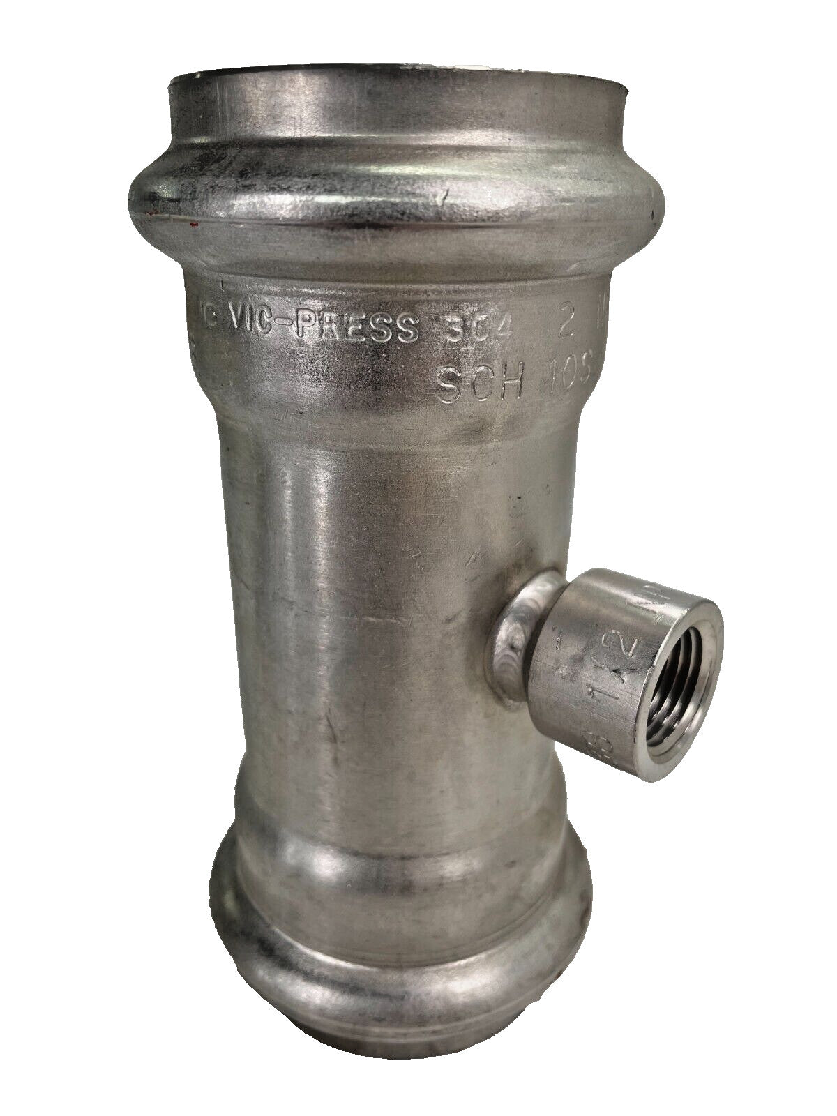 Victaulic P588 Vic-Press Stainless Reducing Tee 2" Press x 2" Press x 1/2" F-NPT
