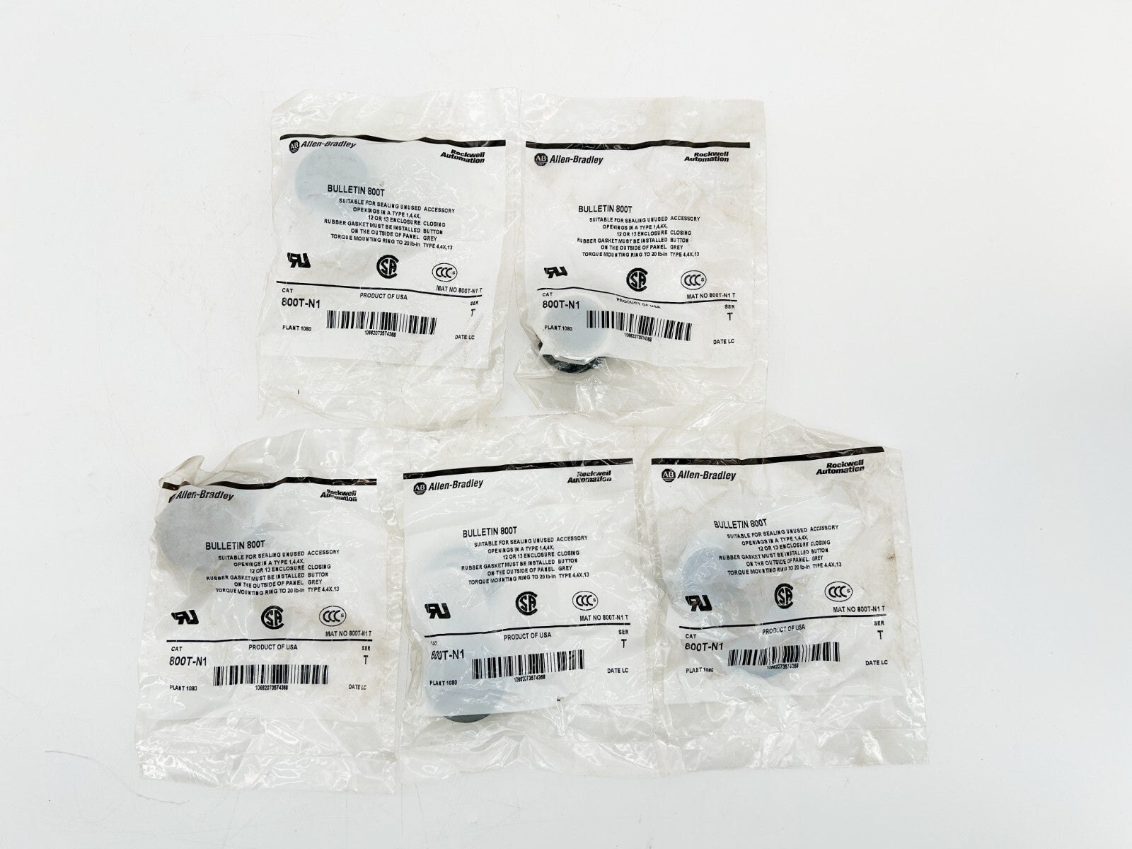 New Lot of 5 Allen Bradley 800T-N1 Closing Button 30MM Gray NEMA 13 Ser.T