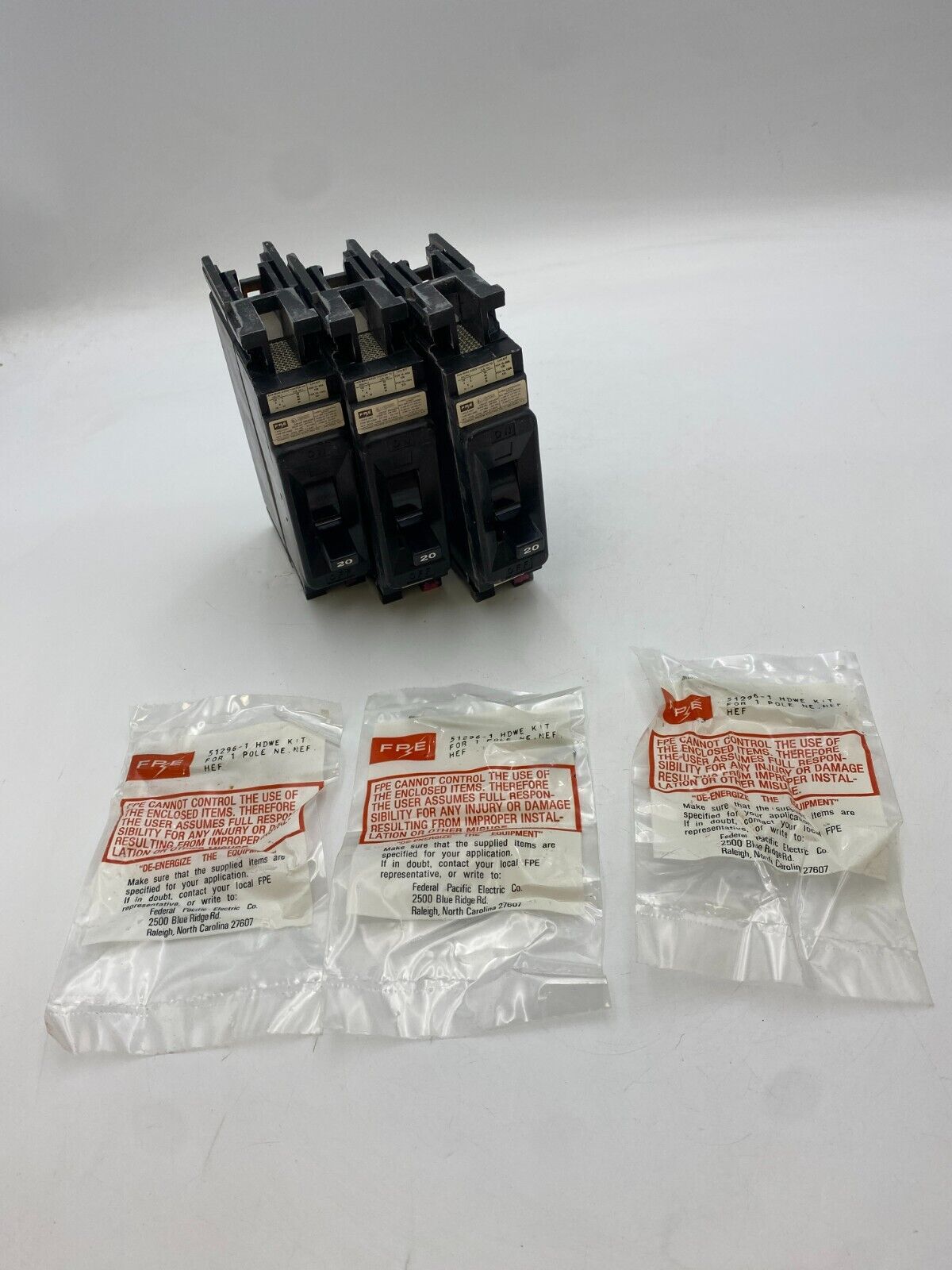 3PC Lot FPE NEF214020 Circuit Breaker 20A 1P 277V 1PH NEF 20 Amp 1 Pole 14kA NOS