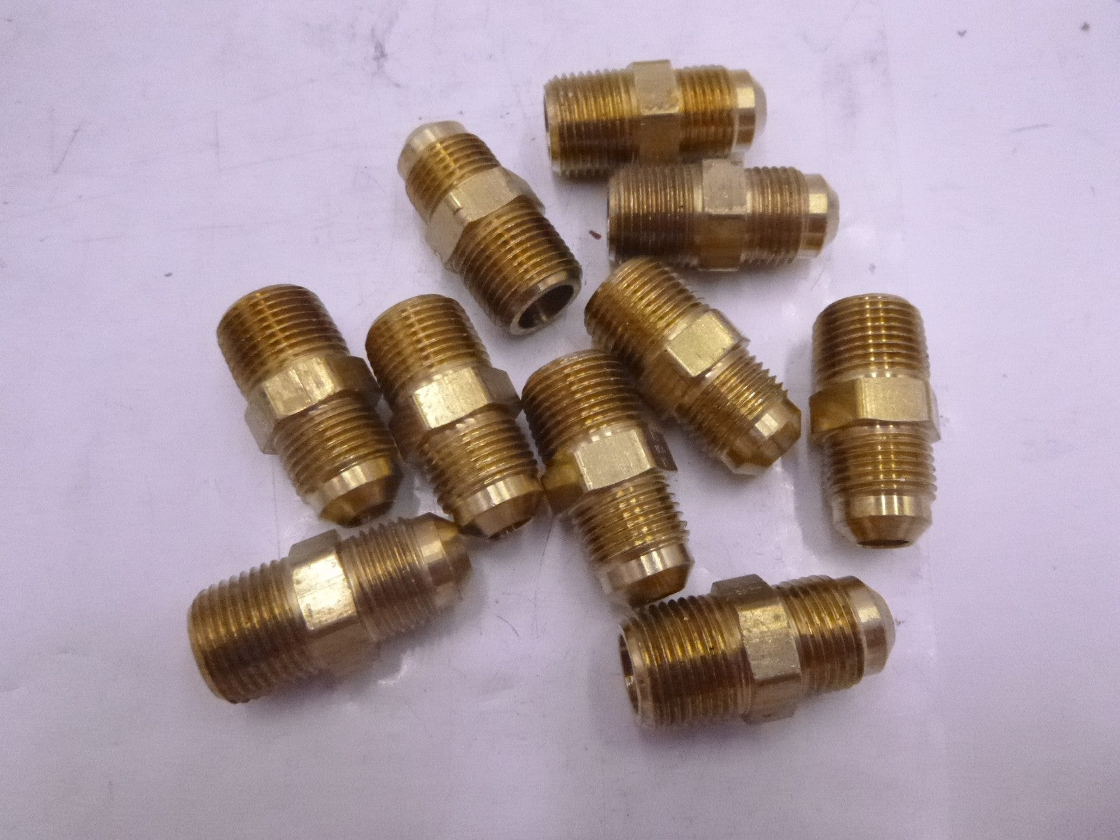 10 Pack 04048-1008 Brass Adapter 5/8 SAE 45 degree  Male Flared x 1/2 Male NPTF