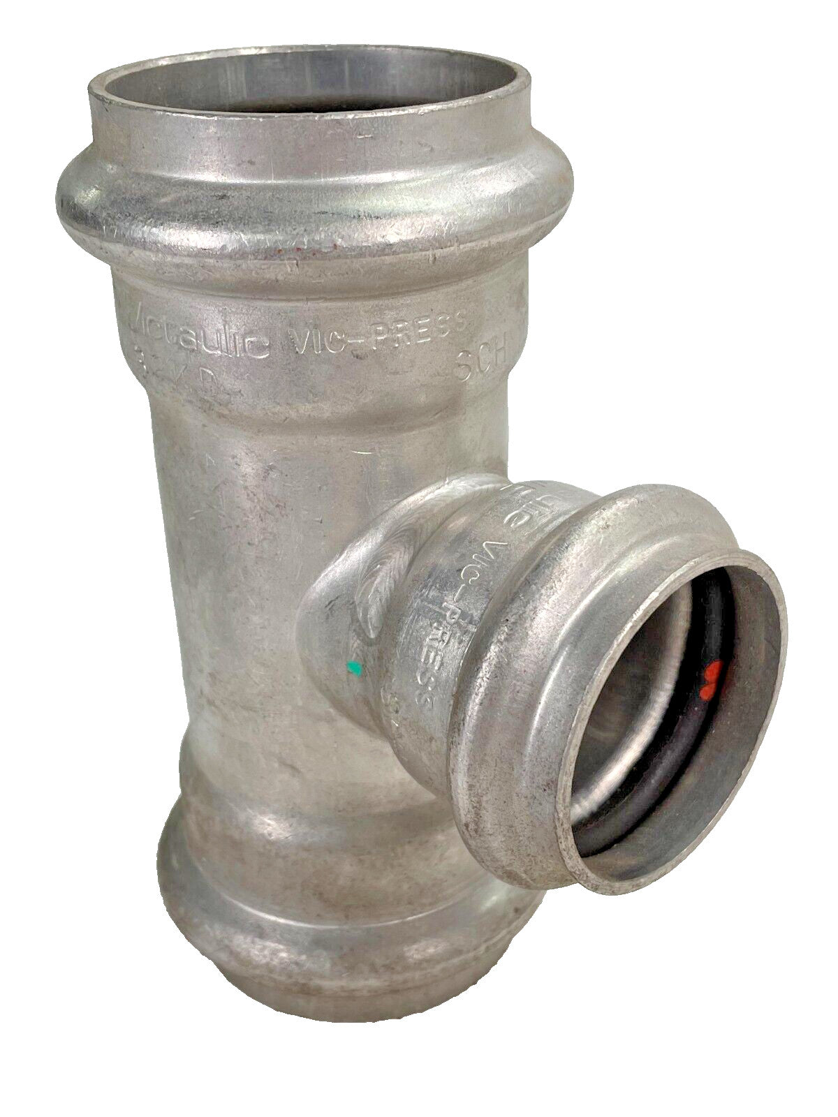 Victaulic P593 Vic-Press Reducing Tee 2" x 2" x 1-1/2" 304-Stainless Steel S/10