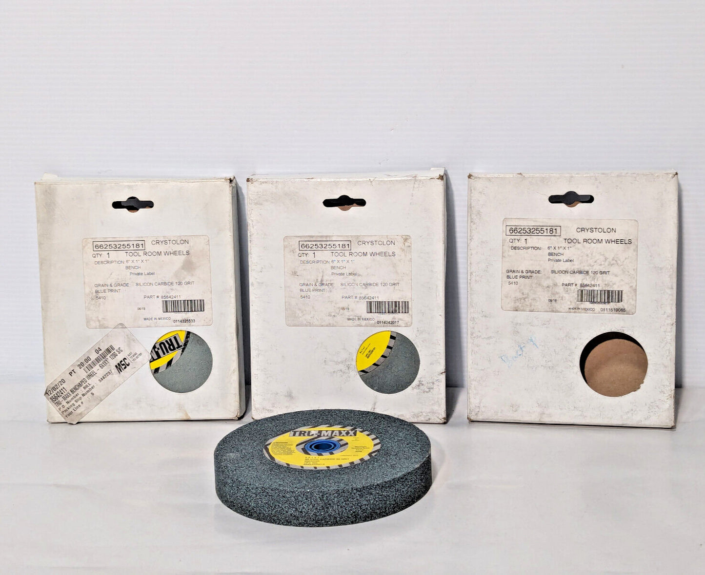 Lot of 3: Tru-Maxx Silicon Carbide Grinding Wheels 6x1"x1", (1) 60, (2) 120 grit