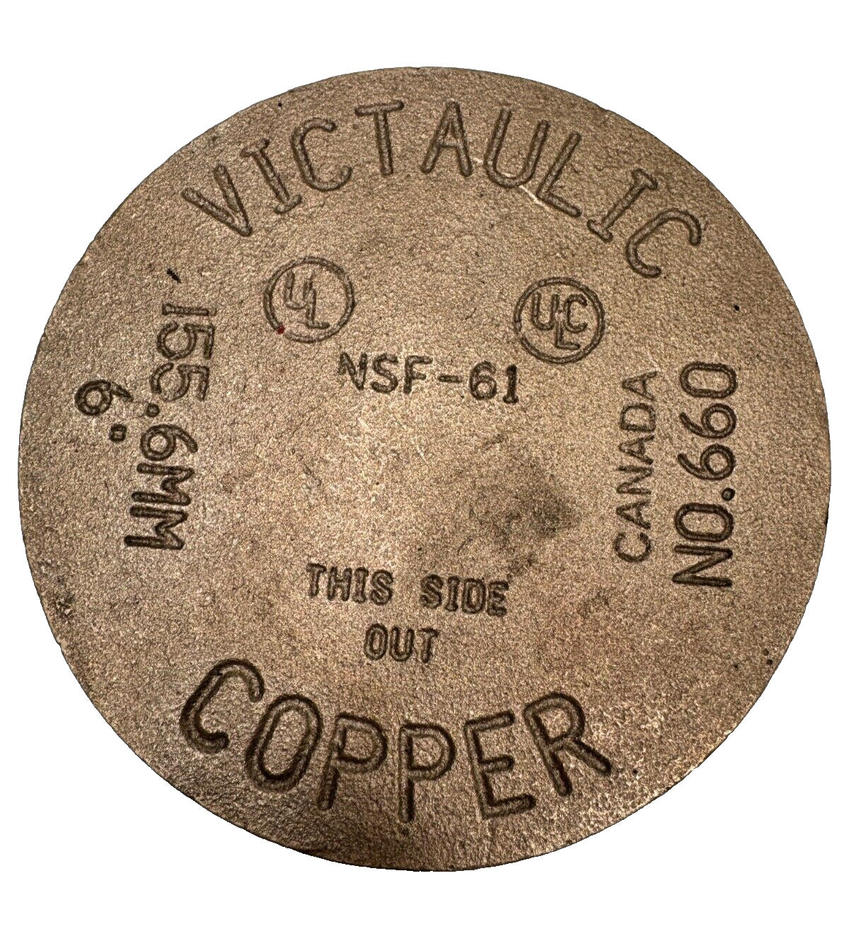 Victaulic 6" CTS Type 660 Cap Copper Grooved End Fitting