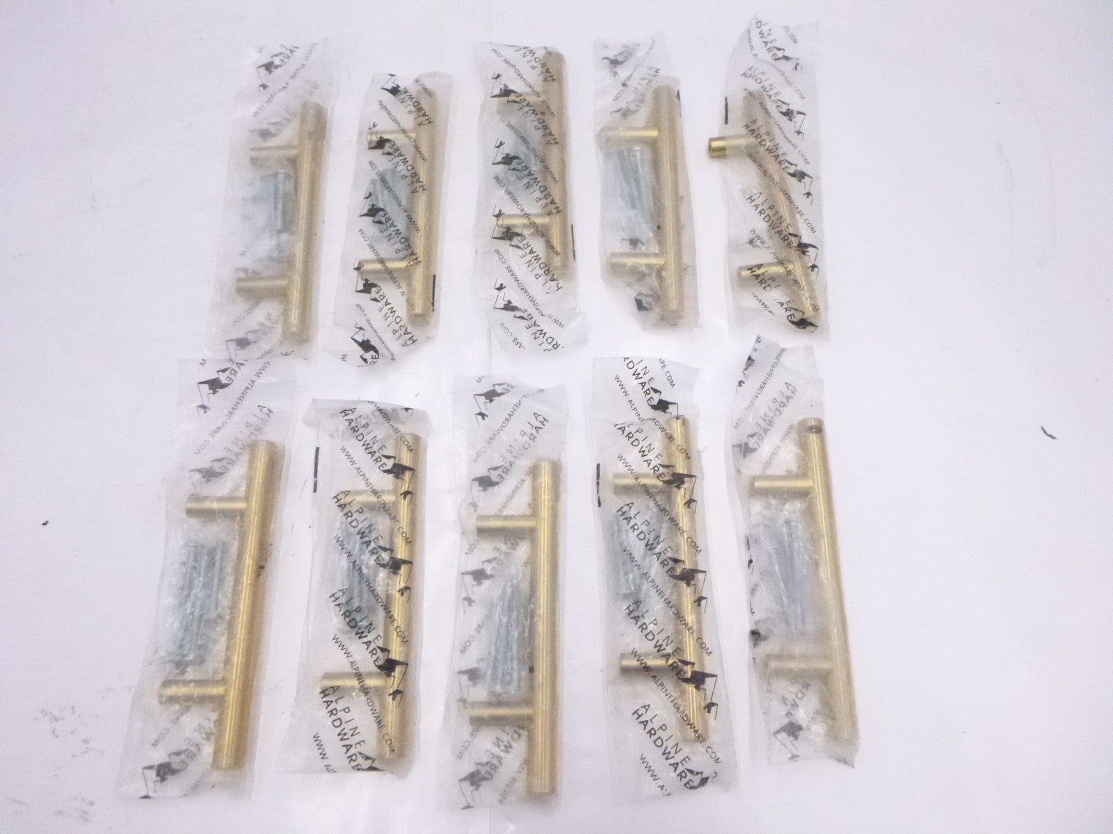 10 Pack Alpine Hardware Solid Stainless Steel Handle Pulls Gold Fine Brushed