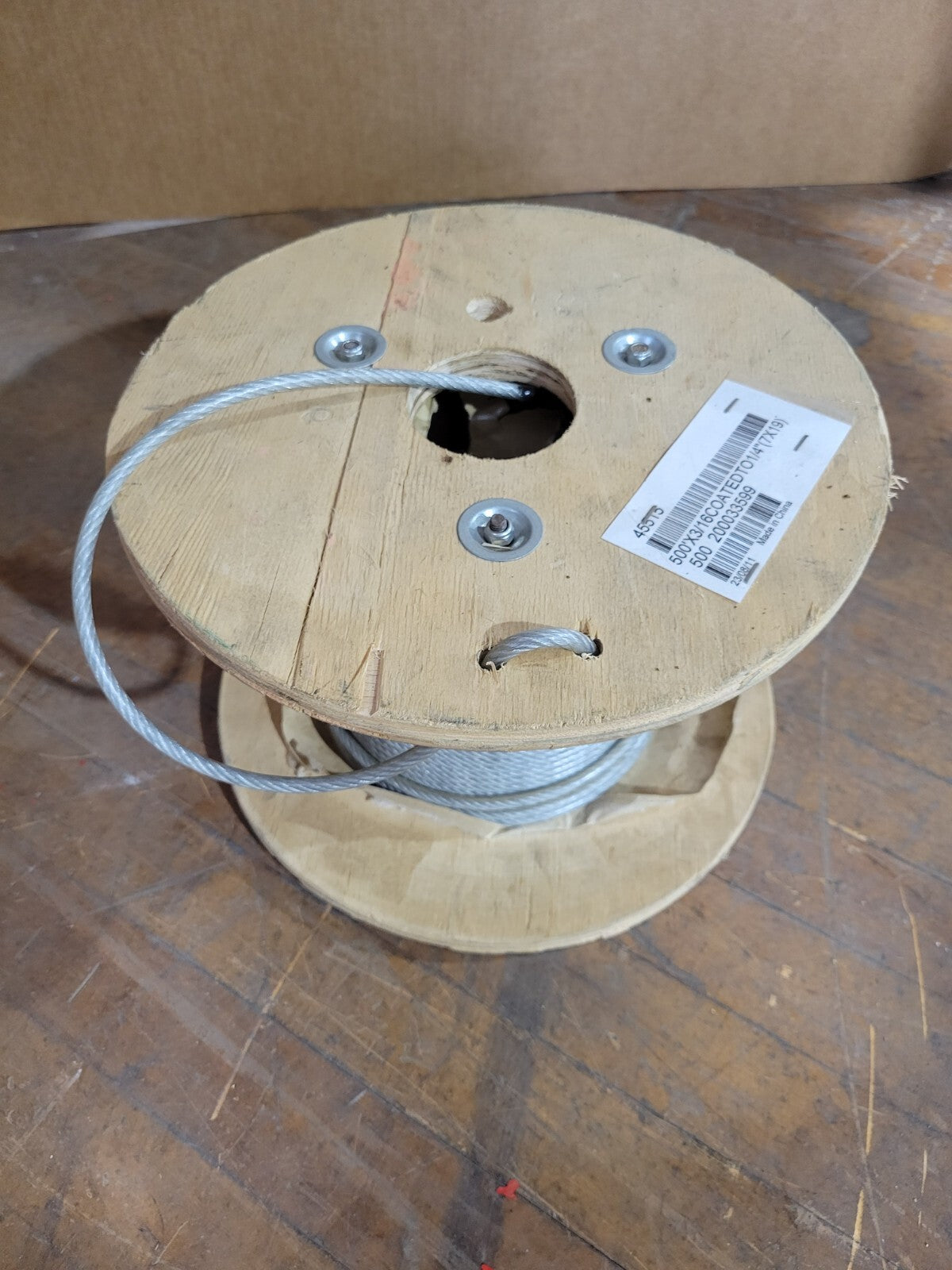 45515 Vinyl Coated Cable Wire Rope 3/16" Coated to 1/4" Diameter 7x19 Approx 50'