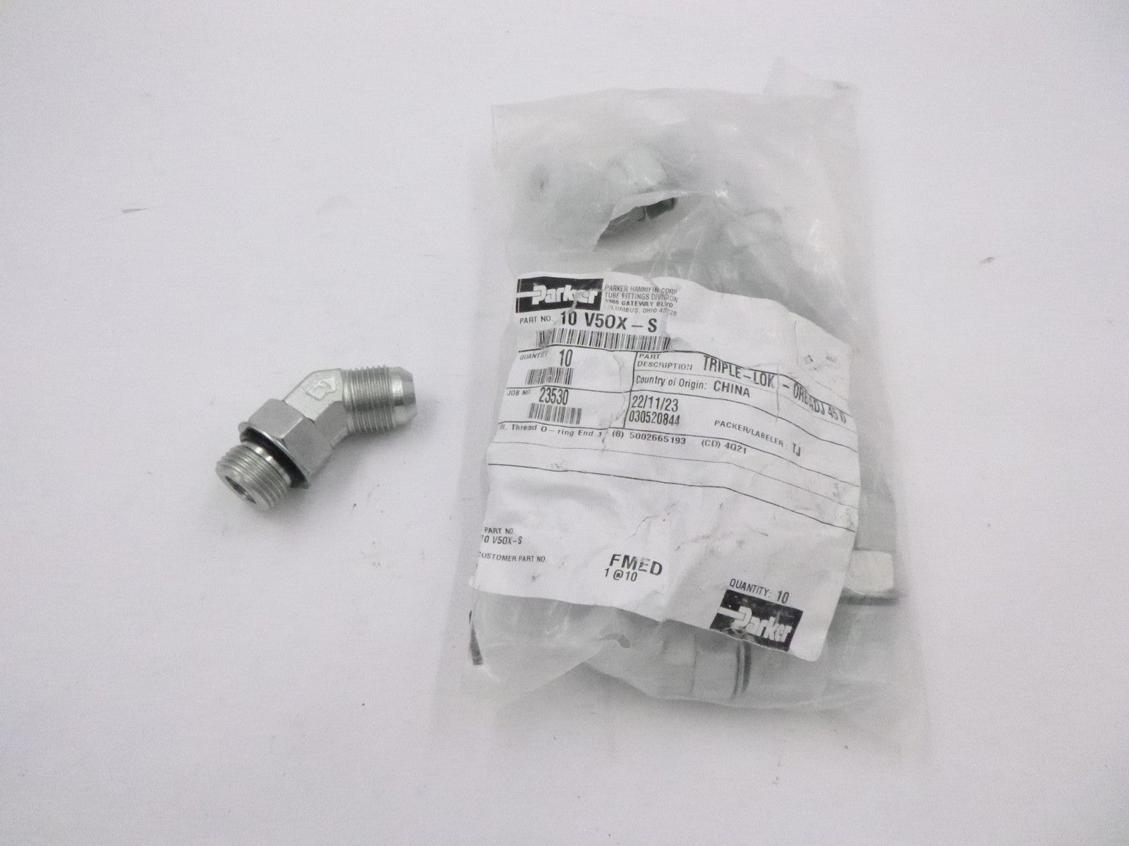10 Pack Genuine PARKER Triple Lok 37° Flare 45° Elbow V5OX