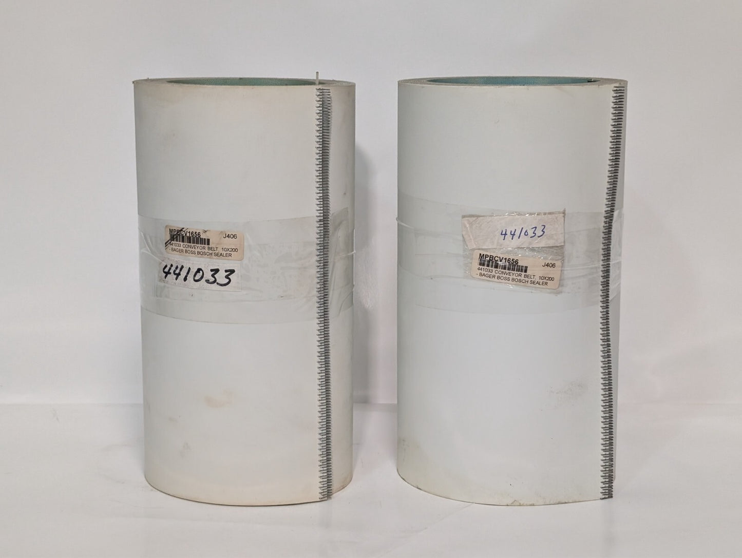 (2) Dorner 441033 Conveyor Belt 10" x 200" - Bager Boss Bosch Sealer MPBCV1656