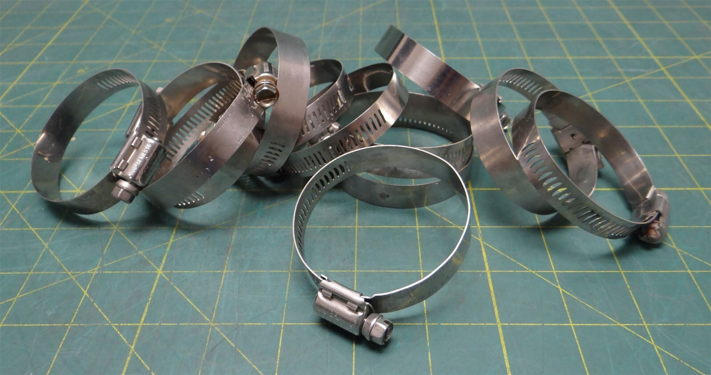 (Qty: 12) SAE #32 1-9/16-2-1/2" Stainless Steel Hose Clamps 40-64mm 1/2" Width