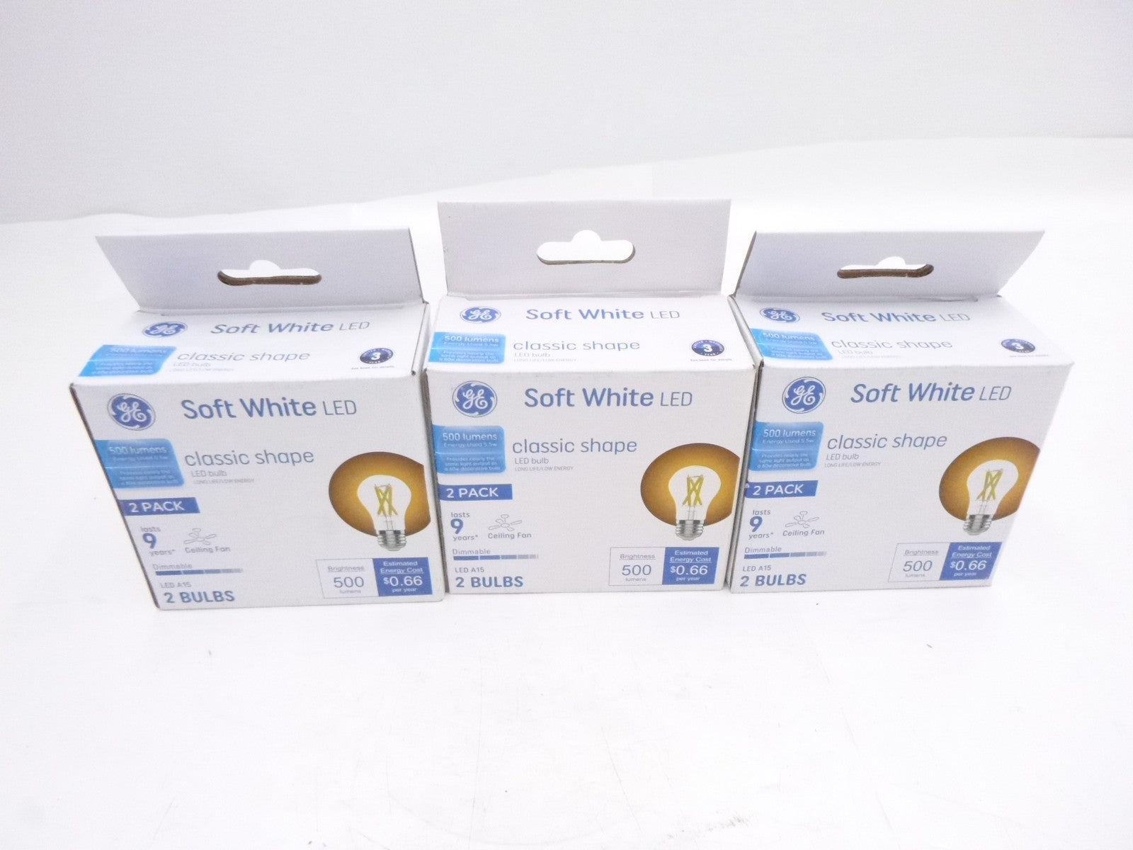 6Pk OEM GE 93130353 Basic LED 60 Watt Soft White A15 Ceiling Fan Bulbs