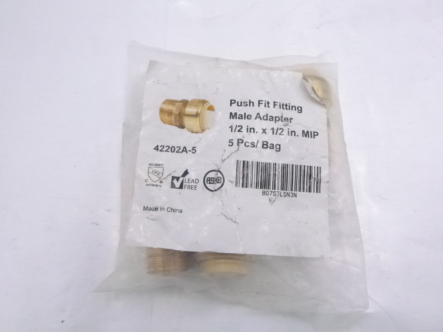 5 Pack Efield Hoger Brass Adapter Push-To-Connect Fitting PVC IPS 1/2" x 1/2"
