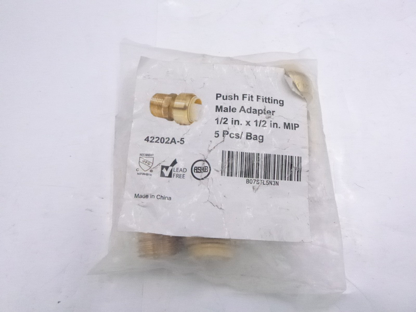 5 Pack Efield Hoger Brass Adapter Push-To-Connect Fitting PVC IPS 1/2" x 1/2"