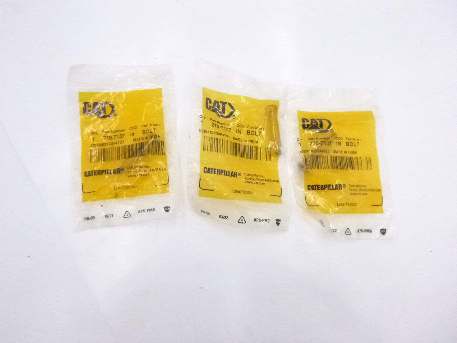 3 Pack OEM CAT 270-7137 No. 10 Shoulder Bolt for 16M 18M3 160M 140M