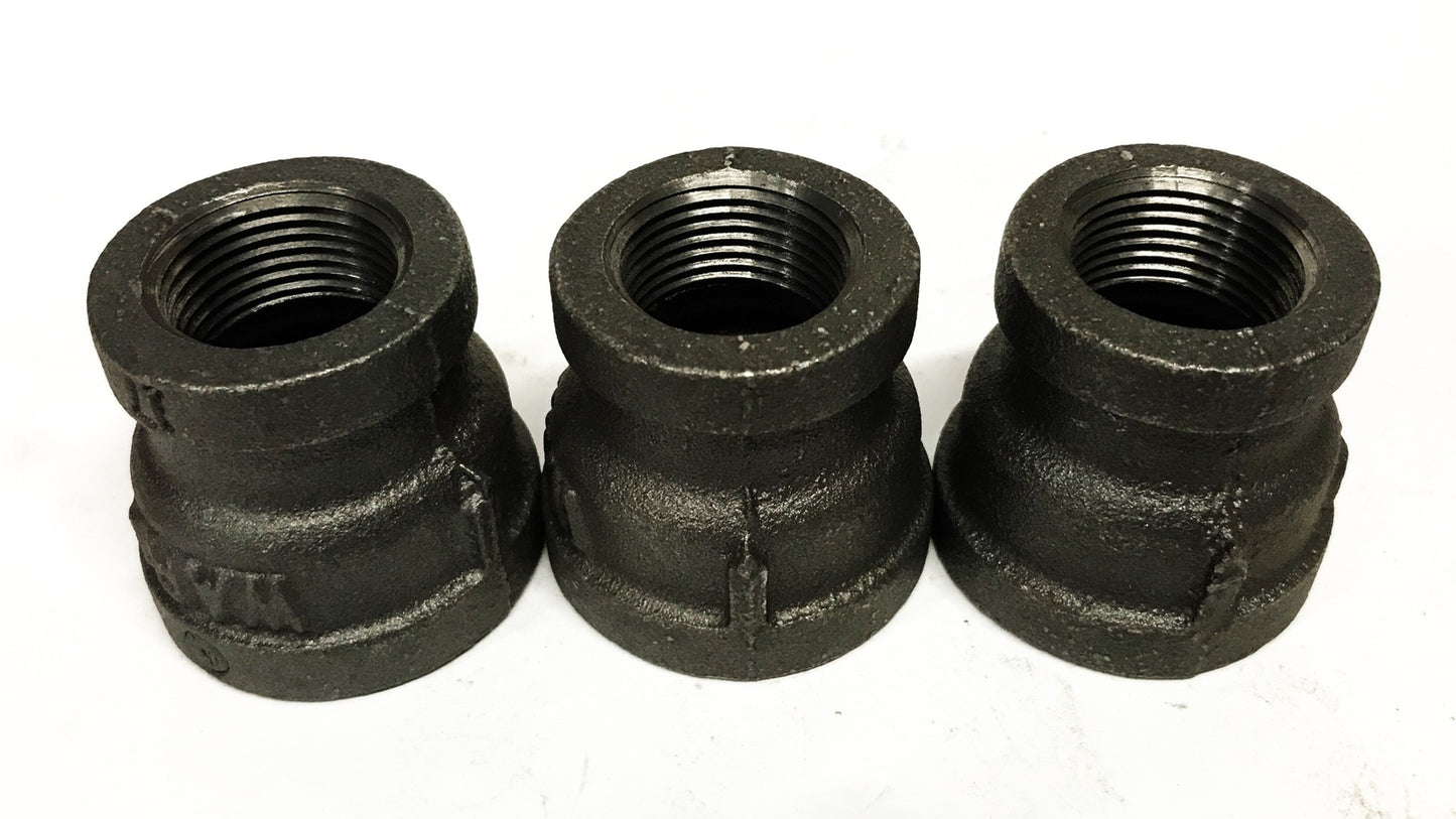 Ward 1 inch Female x 3/4 inch Female Malleable Iron Coupling [Lot of 3] NOS