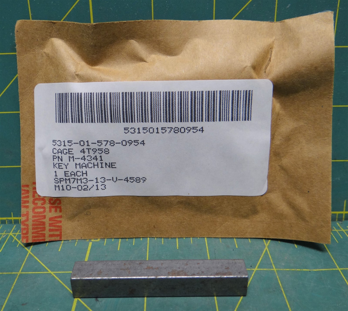 RPM Supply 2.5" x 0.375" Steel Machine Key P/N: M-4341 NSN: 5315-01-578-0954