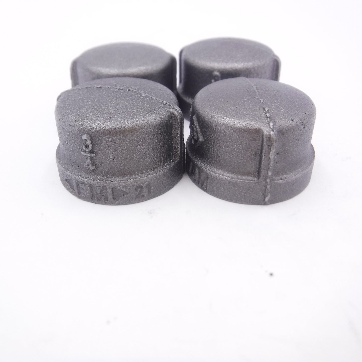 4 Pack 3/4" Black Malleable Iron Pipe Cap Fitting