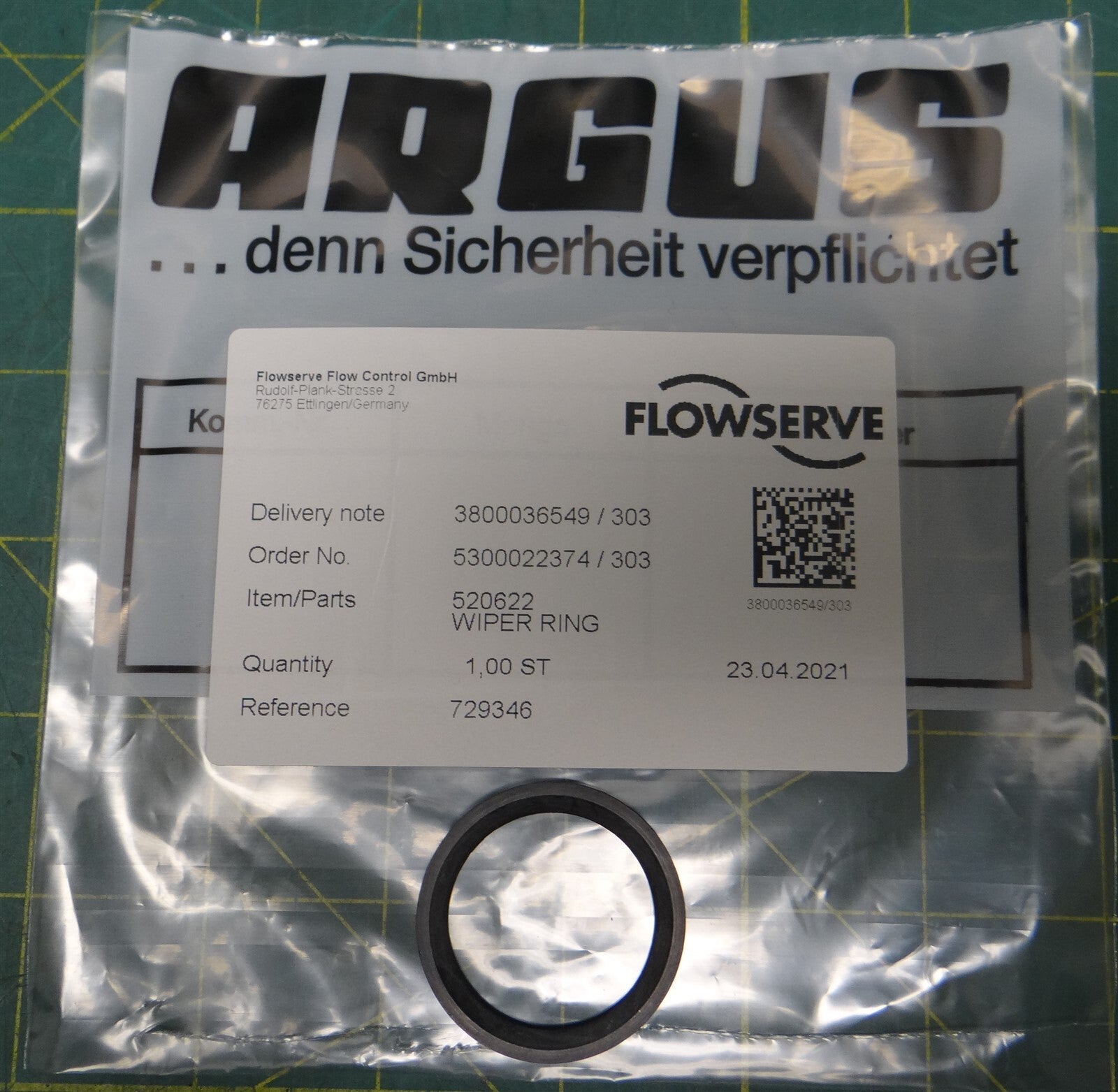 Flowserve Wiper Ring 520622 Rod-Sealing Wiper for 1-1/8" Rod Dia Buna-N Rubber