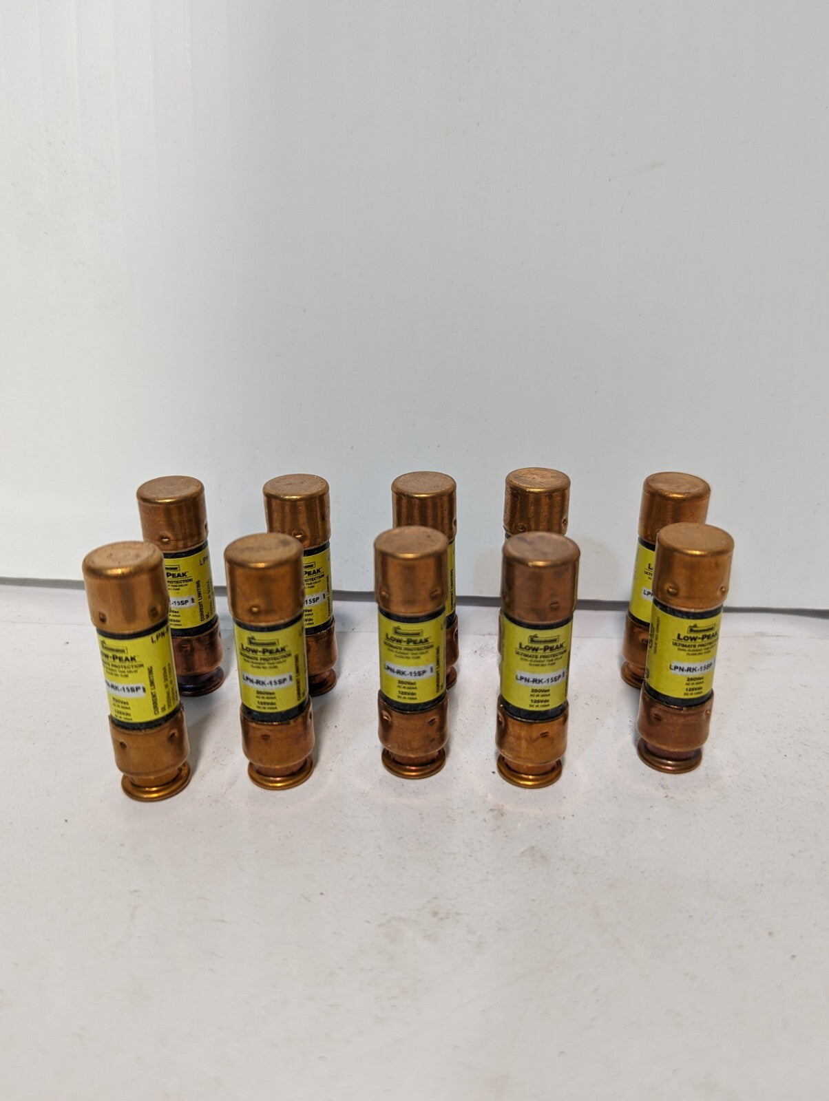 Lot of 10 Bussmann LPN-RK-15SP fuses, 15A, 250VAC/125VDC