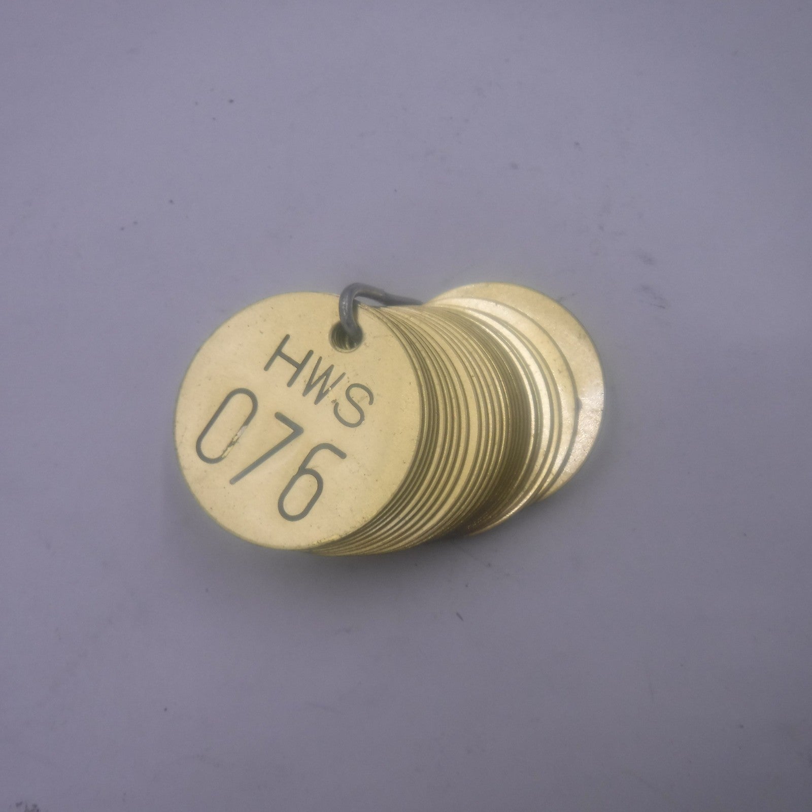 25 Pieces Brady Stamped Brass Valve Tags HWS Hot Water Supply #s 76-100 1.5"